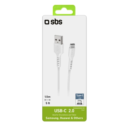 Kabel SBS TECABLEMICROC15W USB-A - USB-C 1,5m - biały