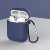 Etui do AirPods 2 / AirPods 1 silikonowy miękki pokrowiec na słuchawki + brelok karabińczyk zawieszka niebieski (case D)