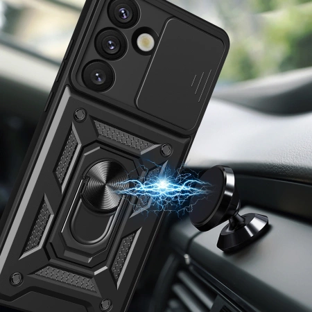 Hybrid Armor Camshield mit Ständer und Kameraabdeckung für Nothing Phone (3a) 5G - Schwarz