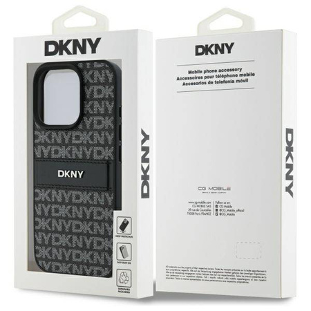 Original Handyhülle IPHONE 16 PRO DKNY Hardcase Texture Pattern Tonal Stripe (DKHCP16LPRTHSLK) schwarz