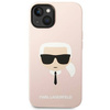 Oryginalne Etui IPHONE 14 PLUS Karl Lagerfeld Hardcase Silicone Karl`s Head Magsafe jasny róż