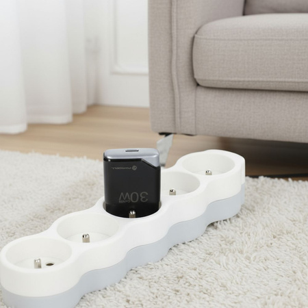 Ładowarka sieciowa do telefonu Forcell F-Energy Ultra Slim GaN III USB C PD QC4.0 3A 30W B130101-E czarna