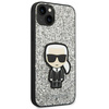 Original Handyhülle IPHONE 14 PLUS Karl Lagerfeld Hardcase Glitter Flakes Ikonik (KLHCP14MGFKPG) silber