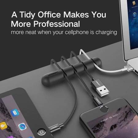 Ugreen 2x samoprzylepny organizer na 4 kable przewody czarny (30762)