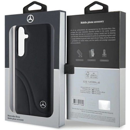 Mercedes Leather Curved Stitches case for Samsung Galaxy S24+ - black