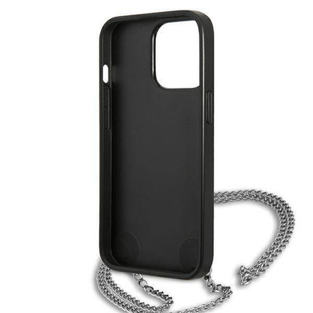 Original Case IPHONE 13 PRO MAX Karl Lagerfeld Hardcase Leather Textured And Chain (KLHCP13XPMK) black