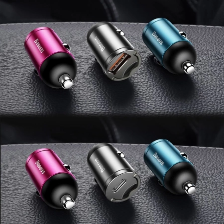 Baseus Tiny Star PPS mini inteligentna ładowarka samochodowa USB 30W Quick Charge 3.0 szary (VCHX-A0G)