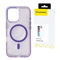 Etui Wozinsky Glitter Case z Mag Safe na Samsung Galaxy S25 - fioletowe z brokatem