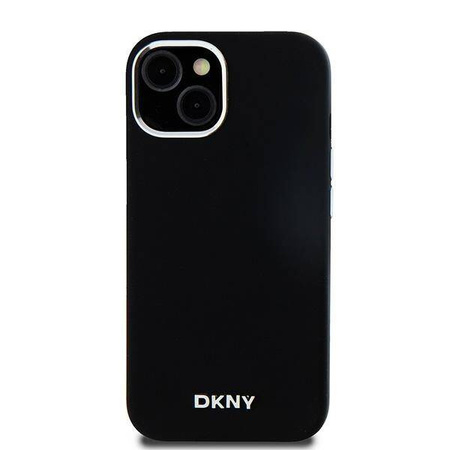 Etui DKNY Liquid Silicone Small Metal Logo MagSafe na iPhone 14 / 15 / 13 - czarne