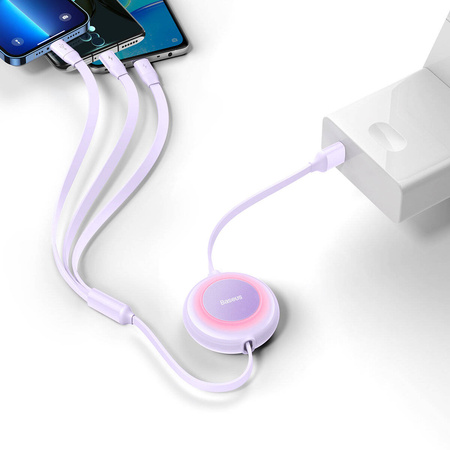 Baseus Bright Mirror 2 3in1 USB Typ A Kabel - Micro USB + Lightning + USB Typ C 3.5A 1.1m lila (CAMJ010005)