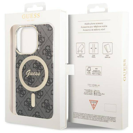 Guess nakładka do iPhone 14 Pro 6,1" GUHMP14LH4STK czarna hardcase Magsafe IML 4G