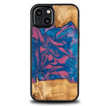 Bewood Unique Vegas wood and resin case for iPhone 13 - pink and blue