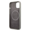 Original Handyhülle IPHONE 13 MINI Guess Hard Case Silicone Logo Plate MagSafe (GUHMP13SSPLG) grau