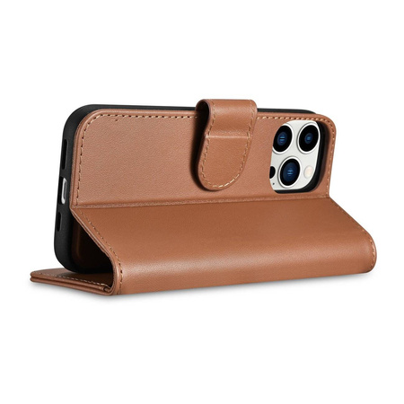 iCarer Wallet Case 2in1 iPhone 14 Pro Max Leather Flip Cover Anti-RFID Brown (WMI14220728-BN)