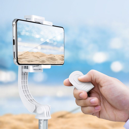 Zestaw / uchwyt selfie z pilotem na bluetooth tripod GIMBAL stabilizator biały SSTR-L08