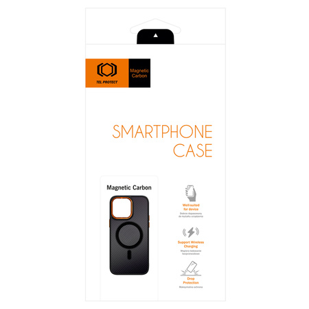 Tel Protect Magnetic Carbon Case do Iphone 13 Pro Czarno-pomarańczowy