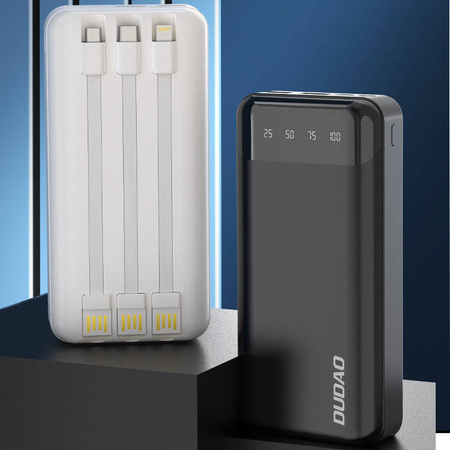 Dudao capacious power bank with 3 cables and power display 20000mAh USB Type C + micro USB + Lightning black (Dudao K6Pro+)