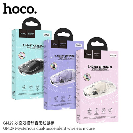 HOCO mysz komputerowa bezprzewodowa 2,4G 1600 dpi GM29 fioletowa