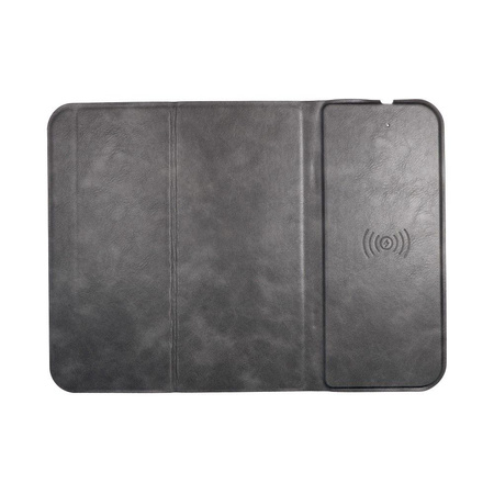 Podkładka pod mysz + ładowarka indykcyjna 15W OJD-82 brązowa/szara