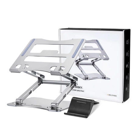 Wozinsky WRS-CPY75DSS Laptop- und Tablet-Ständer aus Aluminium + kostenloser Smartphone-Ständer – Silber