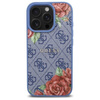 Etui Guess 4G Flowers Print MagSafe na iPhone 16 Pro - niebieskie