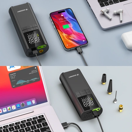 Wozinsky WPEP-8000 Kompressor, elektrische Pumpe, 8000-mAh-Powerbank, Taschenlampe – schwarz