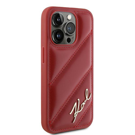 Karl Lagerfeld KLHCP15XPQDSMGR iPhone 15 Pro Max 6.7" czerwony/red hardcase Diagonal Quilted Script