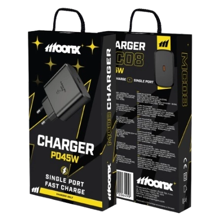 MOONX wall charger MC08 PD 45W 1xUSB-C Black