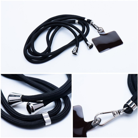 Zawieszka SWING do telefonu z regulacją długości / długość sznura 165cm (max 82,5cm w pętli) / na ramię lub szyję - czarny