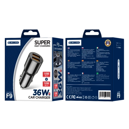 JELLICO Kfz-Ladegerät F9 36W 2xUSB QC3.0 schwarz