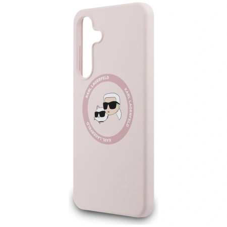Karl Lagerfeld Silicone Karl & Choupette Heads MagSafe Case for Samsung Galaxy S25 FE - Pink