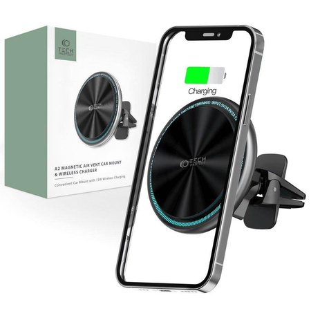 MagSafe Car Holder with 15W Wireless Charging for Supply / Ventilation Grille Tech-Protect A2 black