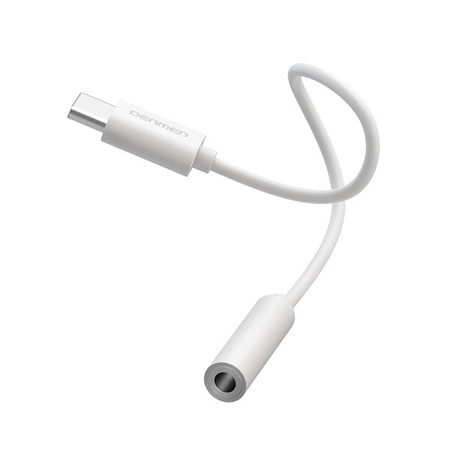 DENMEN ADAPTER HF TYP-C DO JACK 3.5 CALA BIAŁY AUDIO JACK DU01