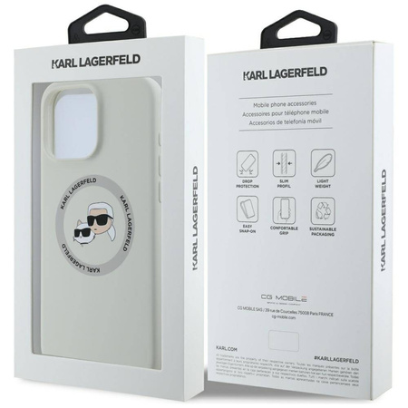 Etui IPHONE 16 PRO Karl Lagerfeld Silicone Double Heads&Circle MagSafe beżowe