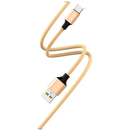 KABEL USB WZMACNIANY OPLOT TYP-C DENMEN ZŁOTY 1M D02T