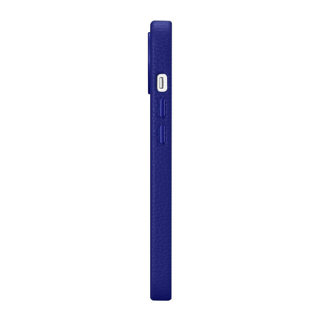 iCarer Litchi Premium Leather Case skórzane etui iPhone 14 Plus magnetyczne z MagSafe ciemnoniebieski (WMI14220711-DB)