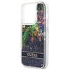Case IPHONE 14 PRO Guess Hardcase Flower Liquid Glitter blue