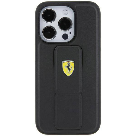Ferrari nakładka do iPhone 15 Pro Max 6,7" FEHCP15XGSPSIK czarna HC GRIP STAND PU