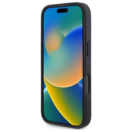 Original Handyhülle IPHONE 16 PRO MAX BMW Hardcase Signature Leather Textured & Line MagSafe (BMHMP16X23RDCLK) schwarz