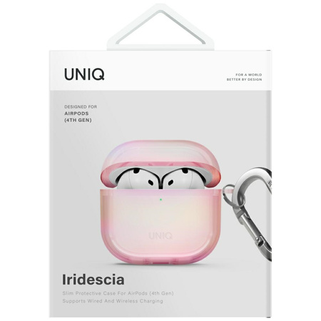 Etui UNIQ Iridescia do AirPods 4 Hang Case pink prism