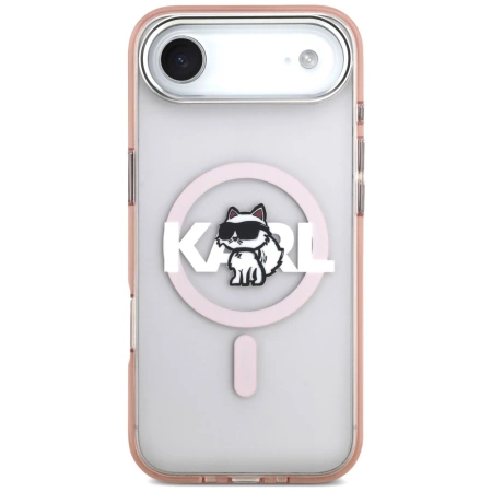 Etui Karl Lagerfeld IML Choupette Sketch Logo MagSafe na iPhone 17 Air - różowe