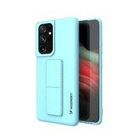 Wozinsky Kickstand Case elastyczne silikonowe etui z podstawką Samsung Galaxy S21 Ultra 5G jasnoniebieski