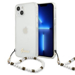 Guess nakładka do iPhone 13 Mini 5,4&quot; GUHCP13SKPSWH przeźroczysta hard case White Pearl