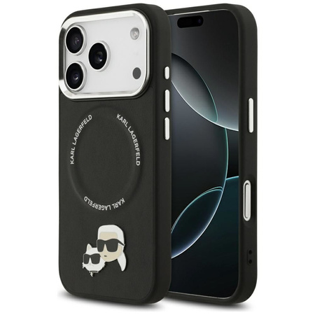 Karl Lagerfeld nakładka Magsafe PU case with Karl&Choupette heads pins logo and metal camera buttons do iPhone 17 Pro czarna