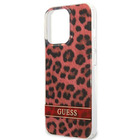Case IPHONE 13 PRO Guess Hardcase Leopard (GUHCP13LHSLEOR) red