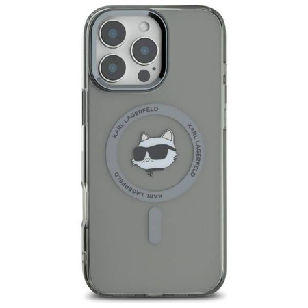 Karl Lagerfeld nakładka do iPhone 16 Pro Max 6,9" KLHMP16XHLSCHK czarna Hardcase IML Metal Choupette Head MagSafe