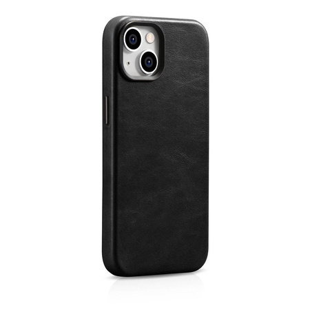 iCarer Case Leather genuine leather case for iPhone 14 schwarz (WMI14220701-BK) (MagSafe compatible)