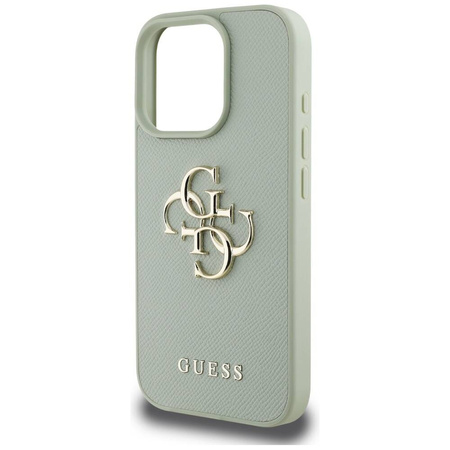 Case IPHONE 16 PRO MAX Guess Grained Big 4G Logo Small Classic Logo green