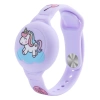 AirTag Silikon-Armbandhülle für Kinder – Lila mit Einhorn