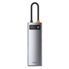Baseus Metal Gleam 8w1 wielofunkcyjny HUB USB Typ C - USB Typ C Power Delivery 100 W / HDMI 4K 30 Hz / czytnik kart SD i microSD / 3x USB 3.2 Gen 1 / RJ45 1 Gbps Szary (CAHUB-CV0G)
